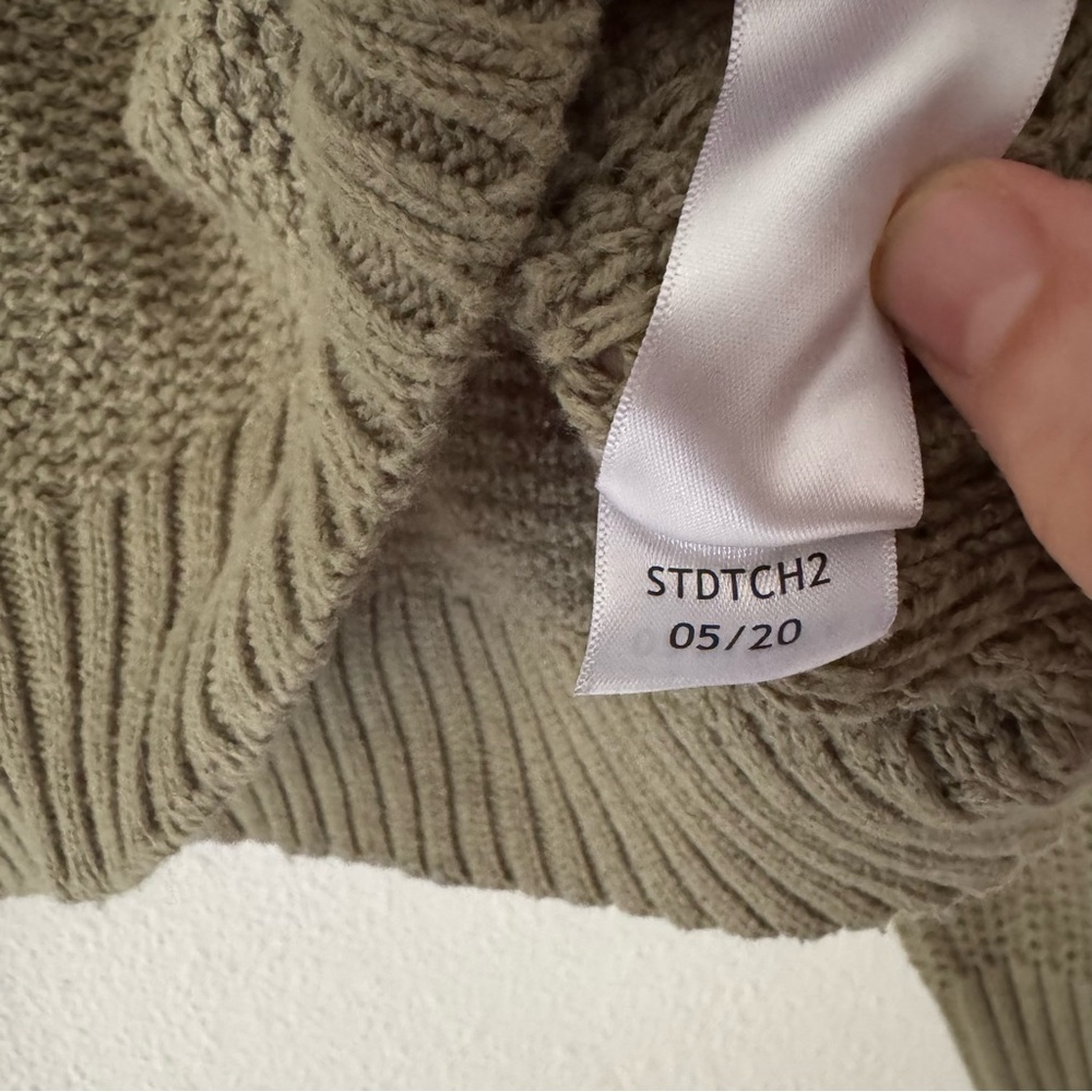 AEROPOSTALE Drop Shoulder Sweater Medium Olive Green Relaxed Crew Knit Cozy - Picture 13 of 15
